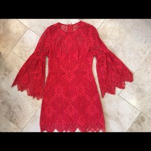 BCBG Maxazria cherry red lace dress